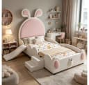 REDOM Kinderbett Polsterbett Hasen-Design Rosa Bild 2