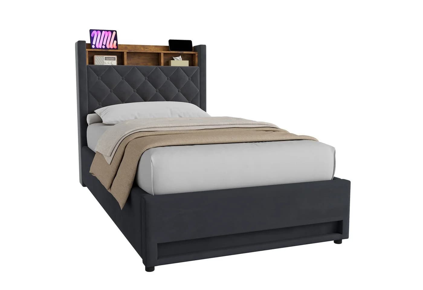 HAUSS SPOLE Polsterbett Grau mit LED und USB - Bild 5
