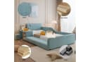 REDOM Polsterbett mit Schreibtisch und Hocker Blau Samt Bild 1