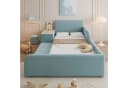 REDOM Polsterbett mit Schreibtisch und Hocker Blau Samt Bild 4