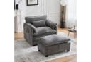 MODFU Loungesessel Chenille Grau mit Hocker & Stauraum Bild 2