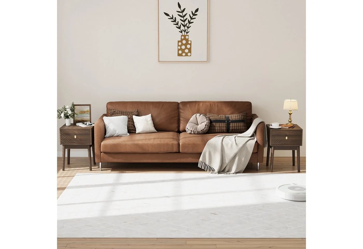 REDOM Nachttisch Kommode Nightstand Mid-Century Modern Nussbaum 2er Set - Bild 3
