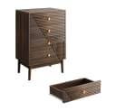 OKWISH Kommode 4 Schubladen Mid-Century Walnuss Bild 1