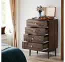 OKWISH Kommode 4 Schubladen Mid-Century Walnuss Bild 2
