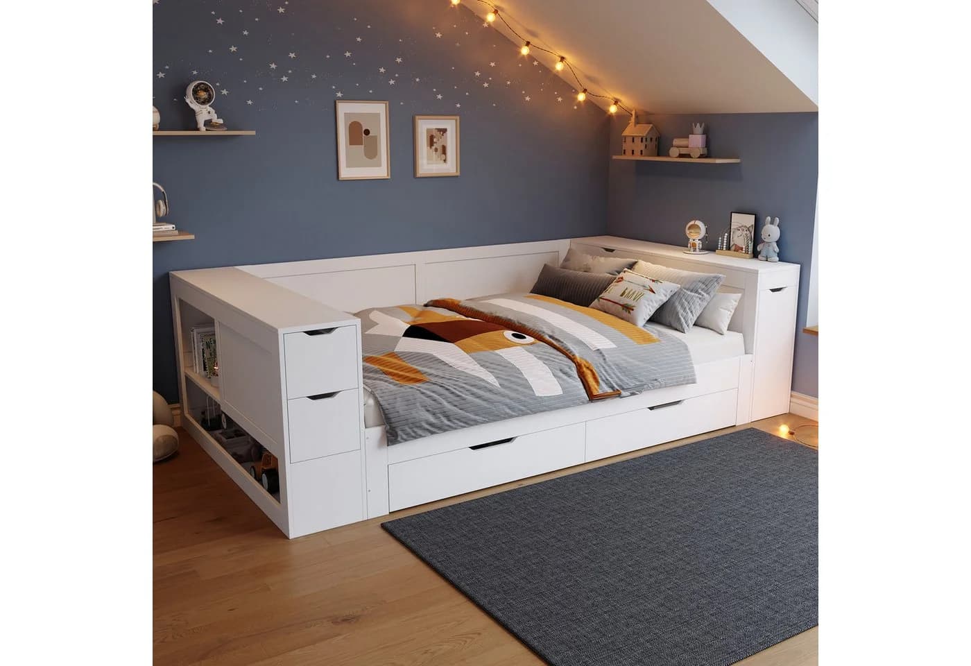 REDOM Holzbett skandinavisches Design mit Stauraum und Nachttisch - Bild 5
