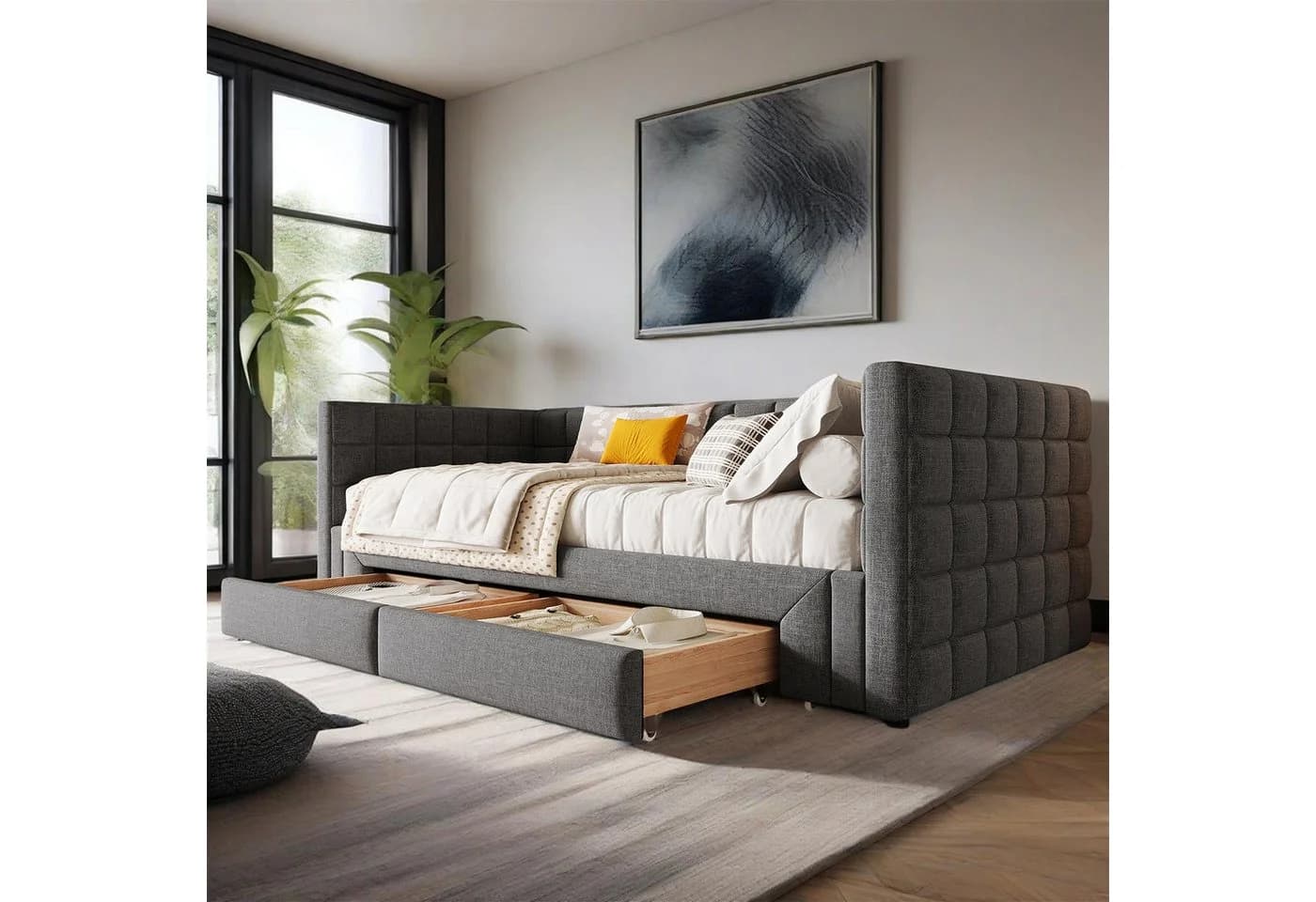 MODFU Daybett Funktionsbett 90x200 cm 2 Schubladen