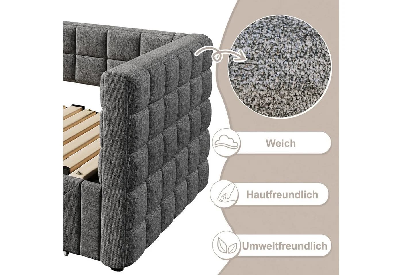MODFU Daybett Funktionsbett 90x200 cm 2 Schubladen - Bild 5