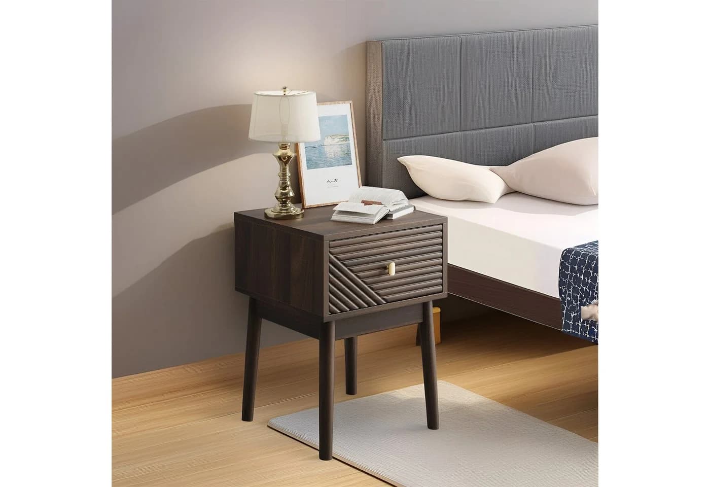 MODFU Nachttisch Mid-Century Modern Nussbaum