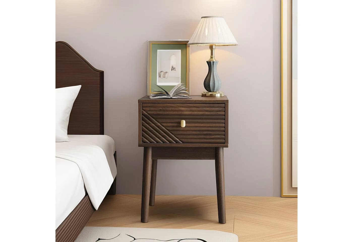 MODFU Nachttisch Mid-Century Modern Nussbaum mit Schubladen - Bild 5