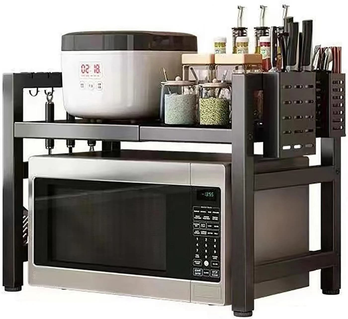 OKWISH Küchenregal Mikrowellenregal Schwarz Verstellbar - Bild 2