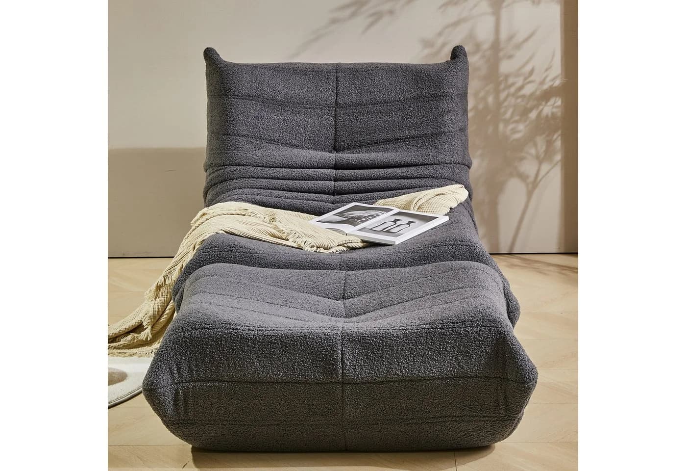 HAUSS SPOLE Lazy Sofa mit Fußhocker Teddysamt Grau - Bild 4