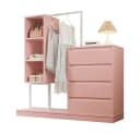 OKWISH Garderoben-Set Rosa Weiß mit Schubladen & Kleiderstange Bild 1