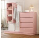 OKWISH Garderoben-Set Rosa Weiß mit Schubladen & Kleiderstange Bild 2
