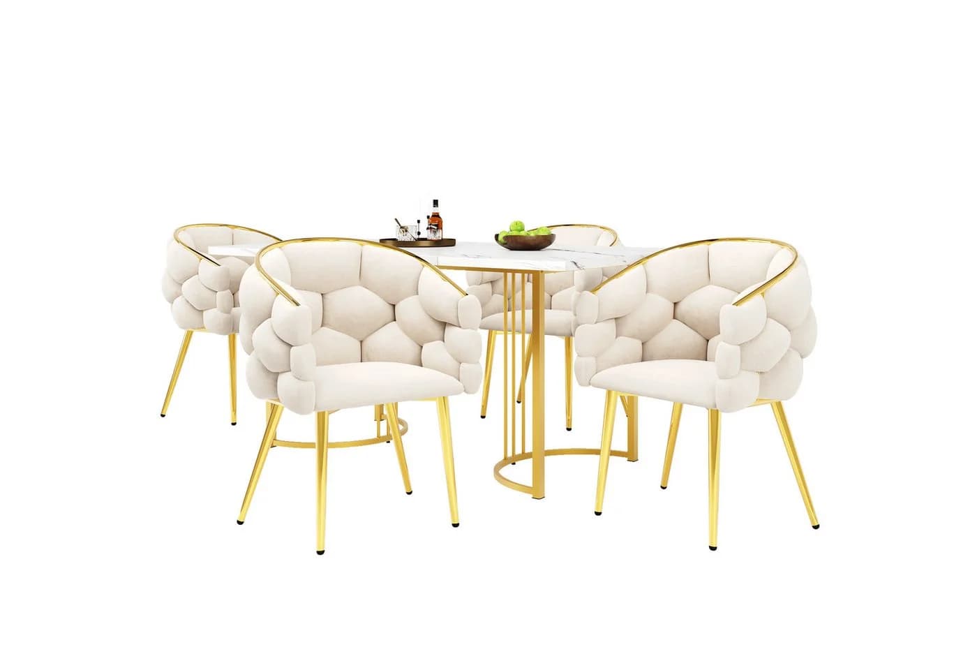 REDOM Esstisch-Set 5-tlg. Modern Marmor Samt Gold - Bild 2