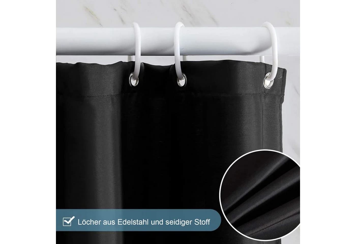 HAUSS SPOLE Duschvorhang Schwarz Wasserdicht mit Metall-Ösen - Bild 4