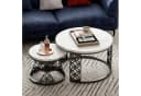 HAUSS SPOLE Couchtisch rund 2er-Set Schwarz/Weiß MDF Marmoroptik Bild 1