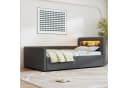 STILVORA Polsterbett 90x200 mit LED, Stauraum & USB Dunkelgrau Samt Bild 1
