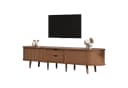 OKWISH Lowboard mit Stauraum, Holzmaserung, TV-Schrank, Mehrzweckschrank, 2 Schiebetüren, 2 Schubladen Bild 2