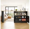MODFU Bartisch 360° drehbares Sideboard Schwarz mit Glasschiebetür Bild 2