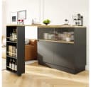 MODFU Bartisch 360° drehbares Sideboard Schwarz mit Glasschiebetür Bild 3