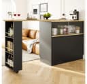 MODFU Bartisch 360° drehbares Sideboard Schwarz mit Glasschiebetür Bild 4