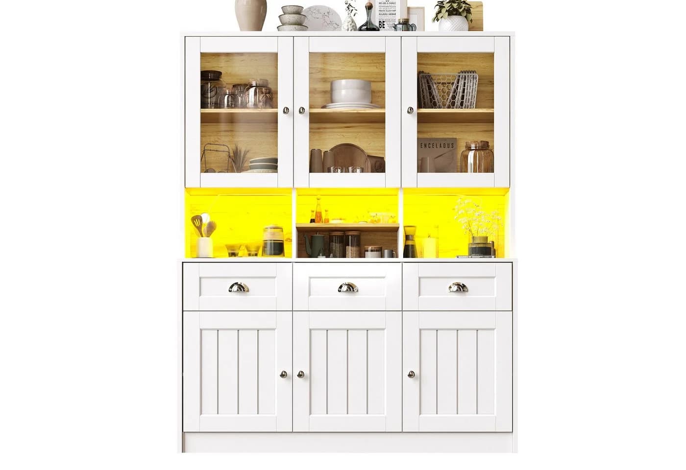 REDOM Hochschrank Moderner Küchenschrank Weiß mit App-LED & Kippschutz - Bild 2