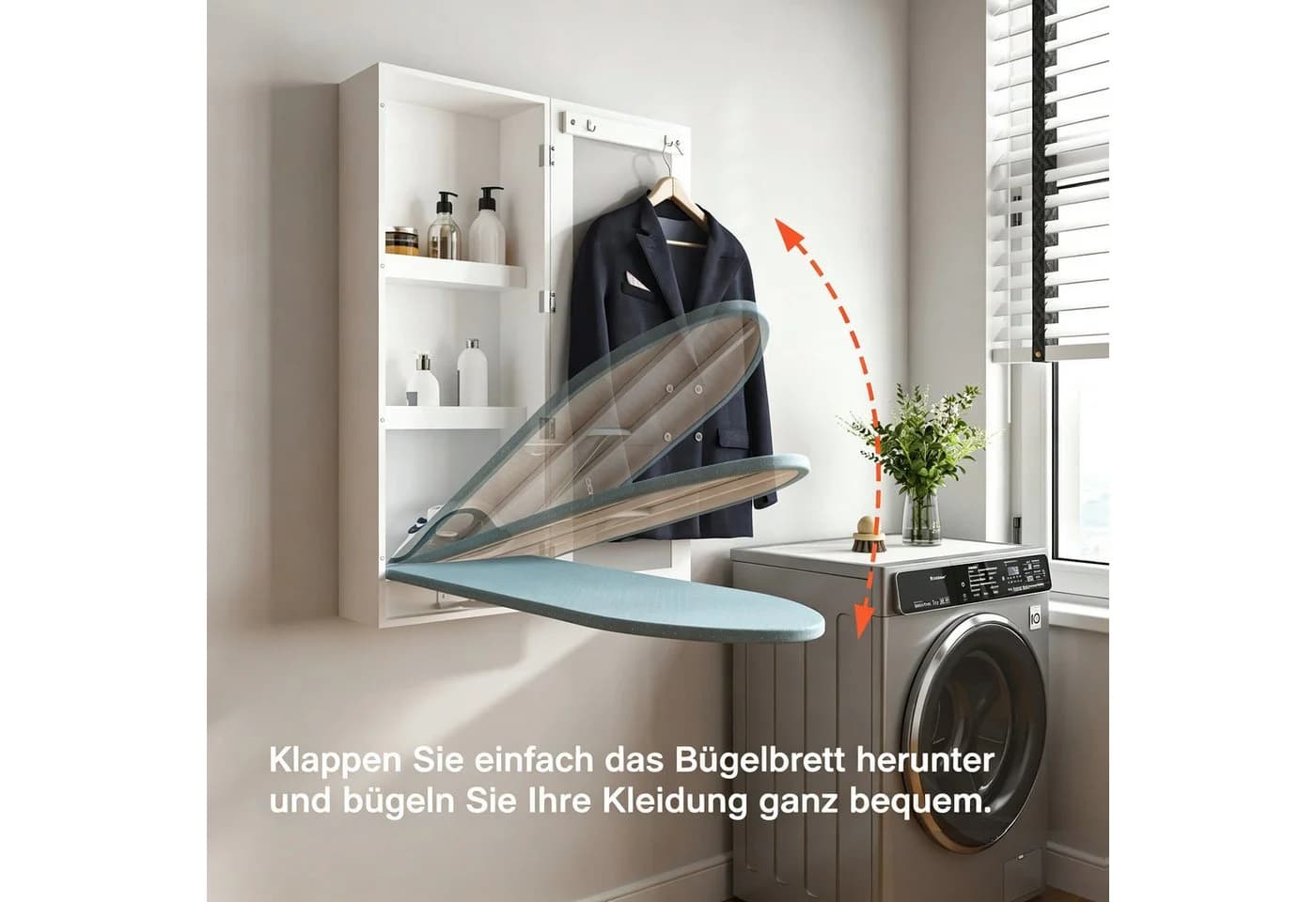 REDOM Spiegelschrank Wand-Bügelbrett-Schrank Weiß mit Spiegel - Bild 4