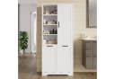 REDOM Hochschrank Badezimmerschrank Weiß mit Wäschekorb Bild 1