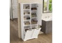 REDOM Hochschrank Badezimmerschrank Weiß mit Wäschekorb Bild 3