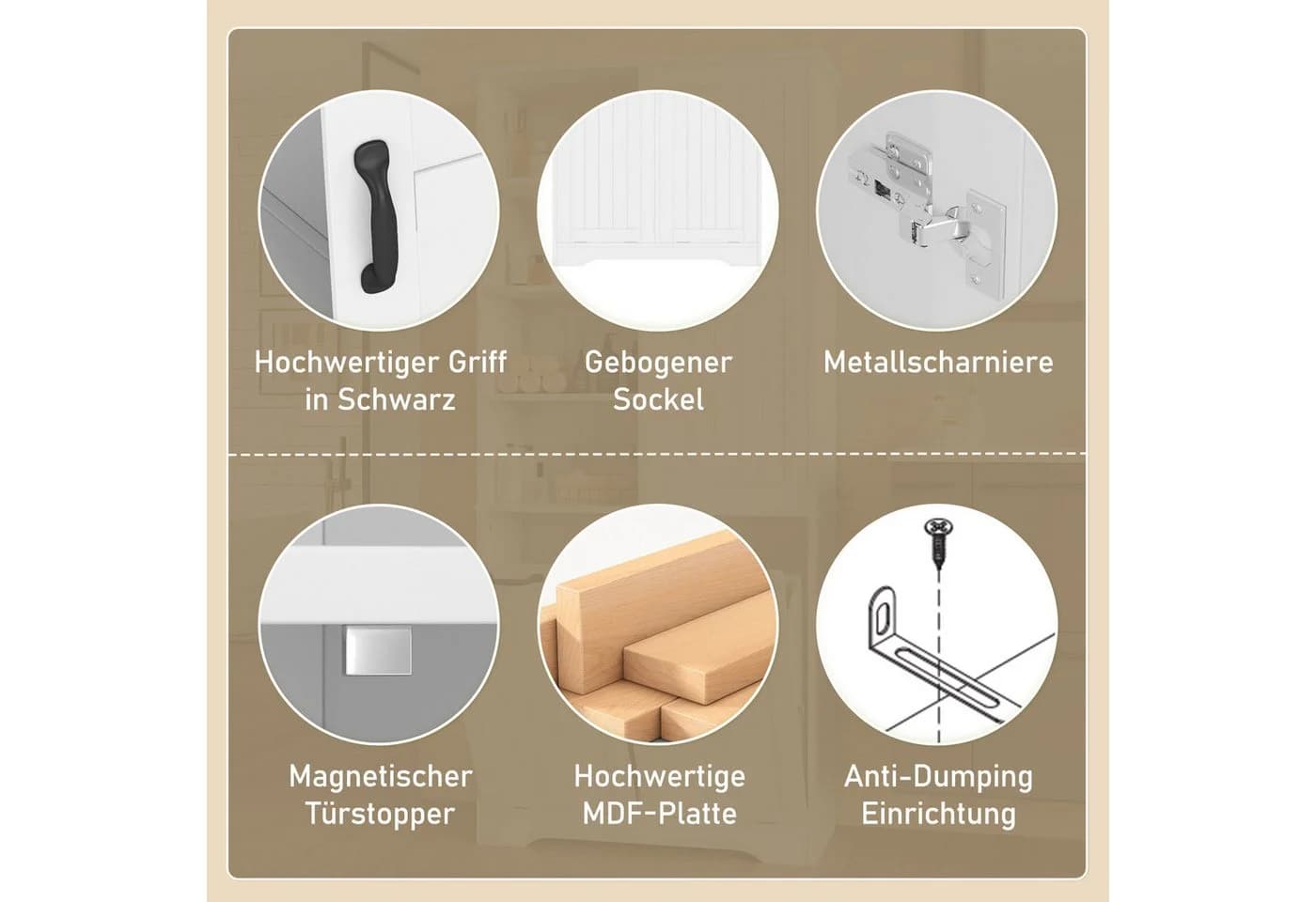 REDOM Hochschrank Badezimmerschrank Weiß mit Wäschekorb - Bild 5