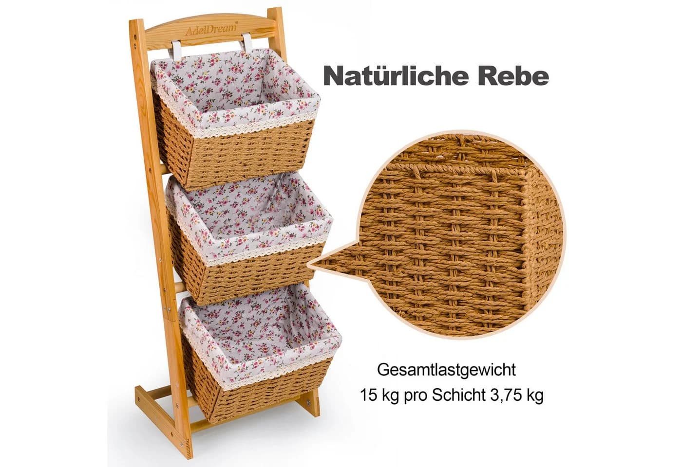 AdelDream Wäschekorb Wohnzimmer-Aufbewahrungsregal - Bild 3