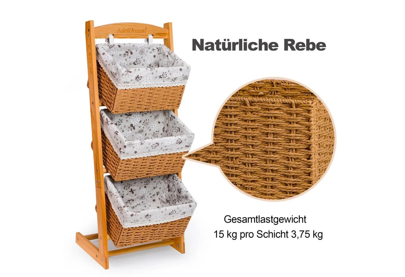 AdelDream Wäschekorb Wohnzimmer-Aufbewahrungsregal - Bild 3