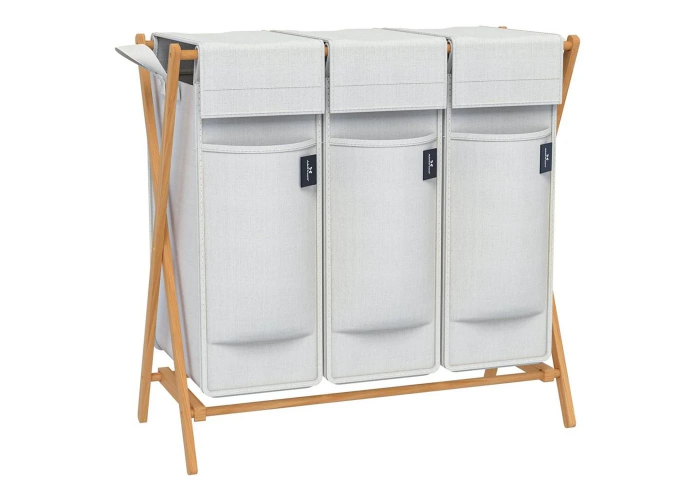 AdelDream Wäschekorb Bambus Grau 2x50l Wäschesammler - Bild 2