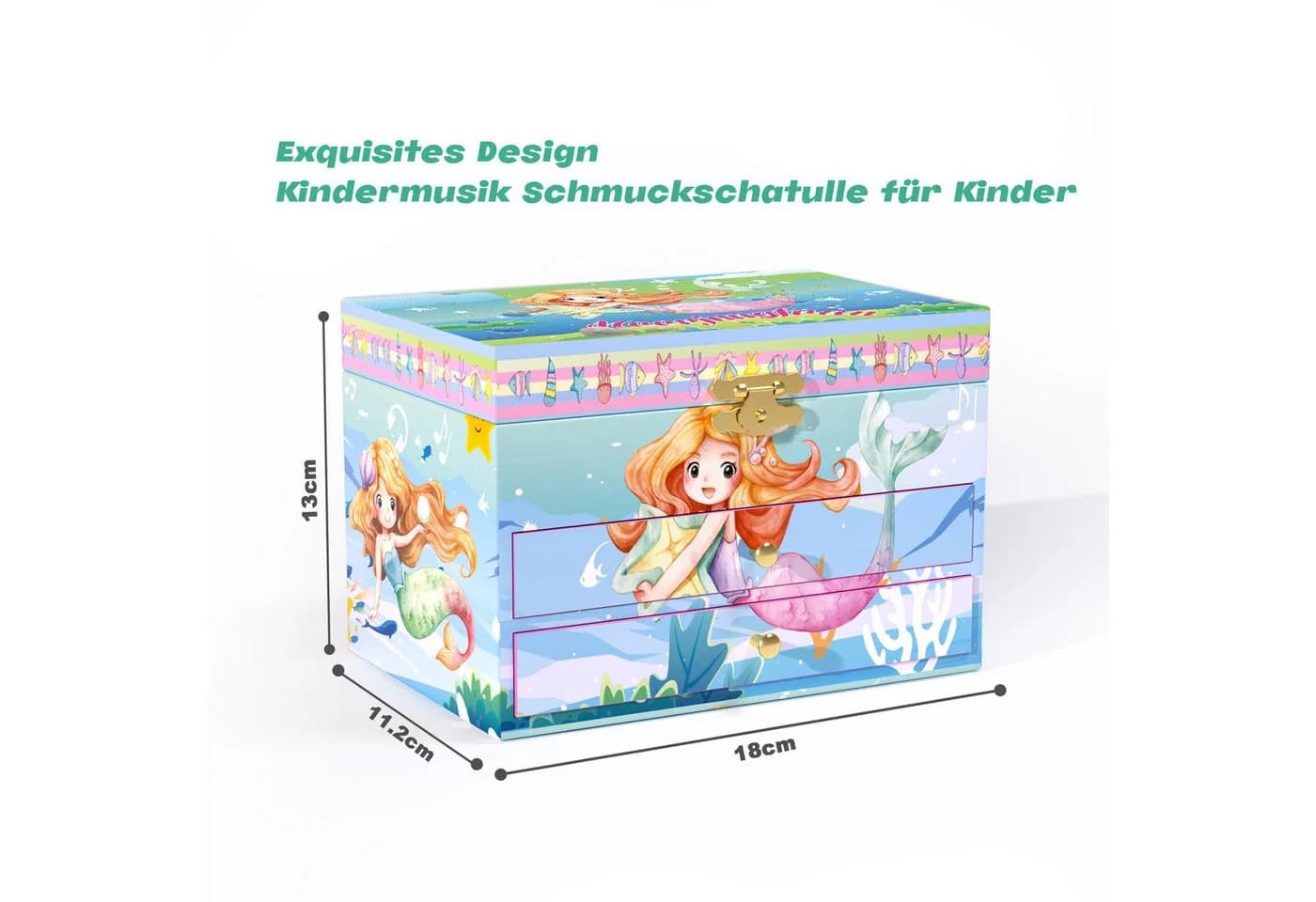 AdelDream Schmuckkasten Musik-Aufbewahrungsbox Grün Maritim - Bild 3