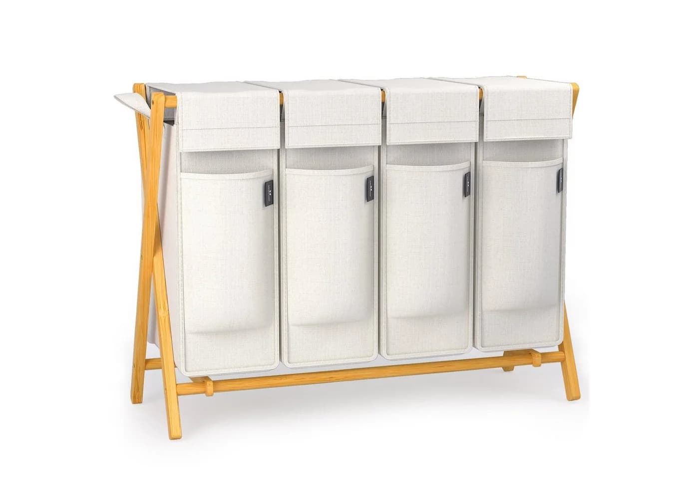AdelDream Wäschekorb Bambus 2x50L Grau Wäschesammler - Bild 2