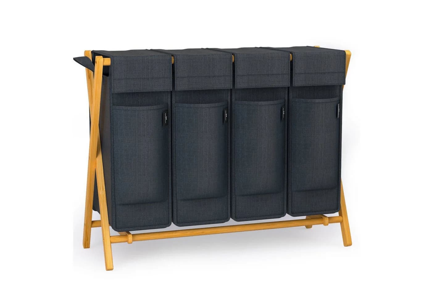 AdelDream Wäschekorb Bambus Grau 2x50L Sortiersystem - Bild 2