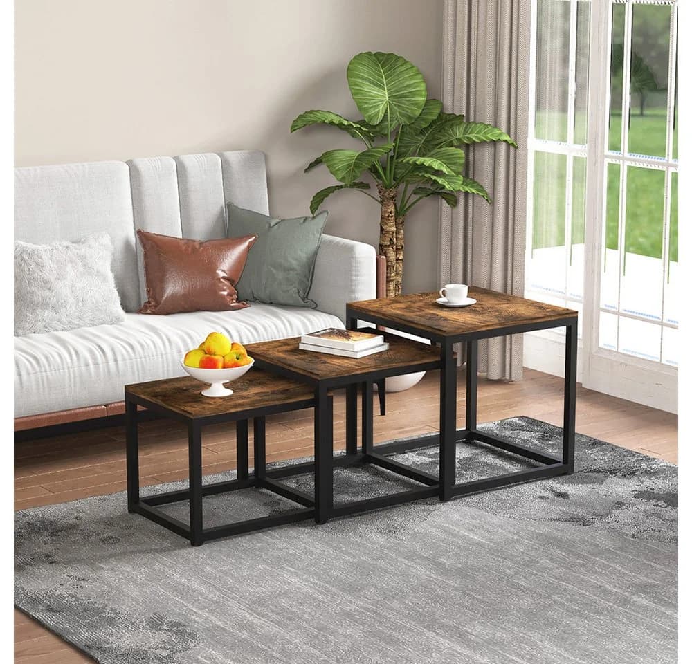 WAOHO Couchtisch 3-teilig MDF mit Metallrahmen - Bild 4