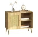 WAOHO Sideboard mit Rattantür Beige MDF 1 Tür Bild 2
