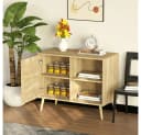 WAOHO Sideboard mit Rattantür Beige MDF 1 Tür Bild 4
