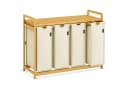 AdelDream Wäschekorb Bambusrahmen 200 l 4 Fächer Beige Bild 2