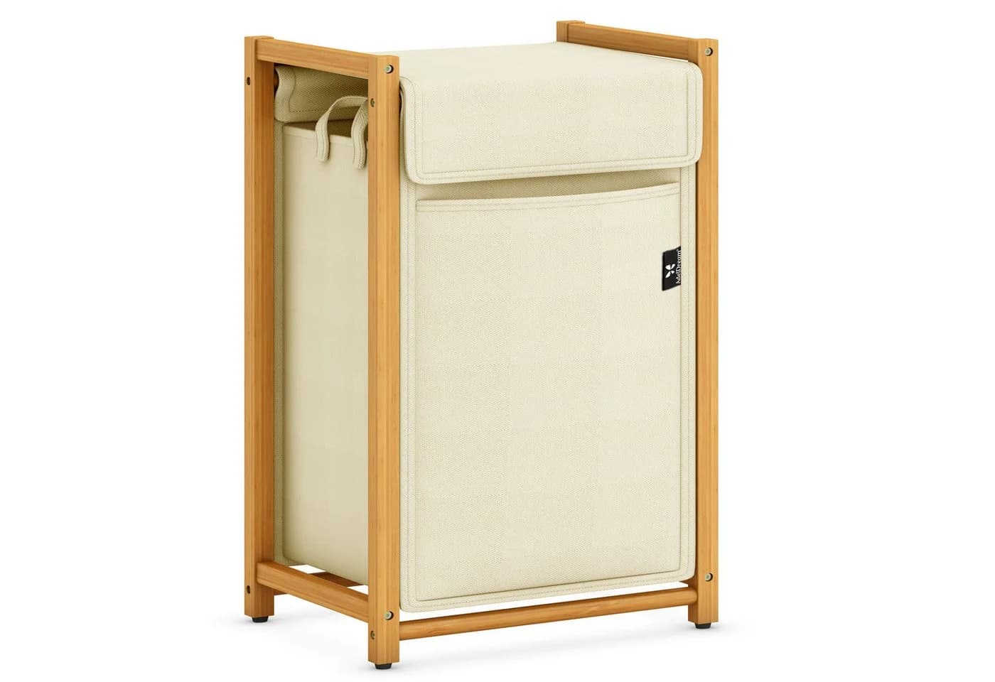 AdelDream Ausziehwäschekorb Bambus Wäschesammler Beige Multifunktional - Bild 2