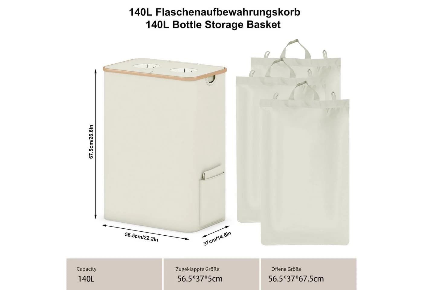 AdelDream Müllsackständer Pfandflaschen Sammelbehälter Beige