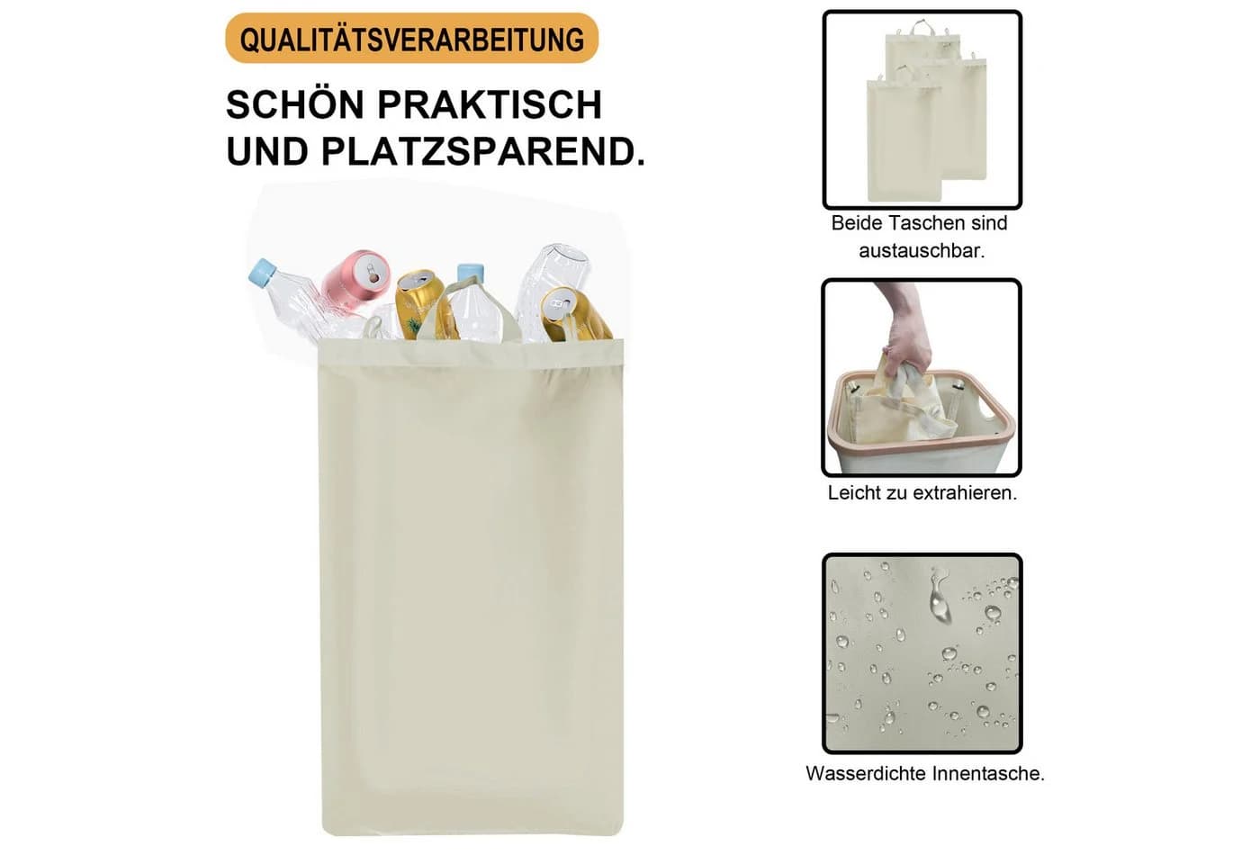 AdelDream Müllsackständer Pfandflaschen Sammelbehälter Beige - Bild 5
