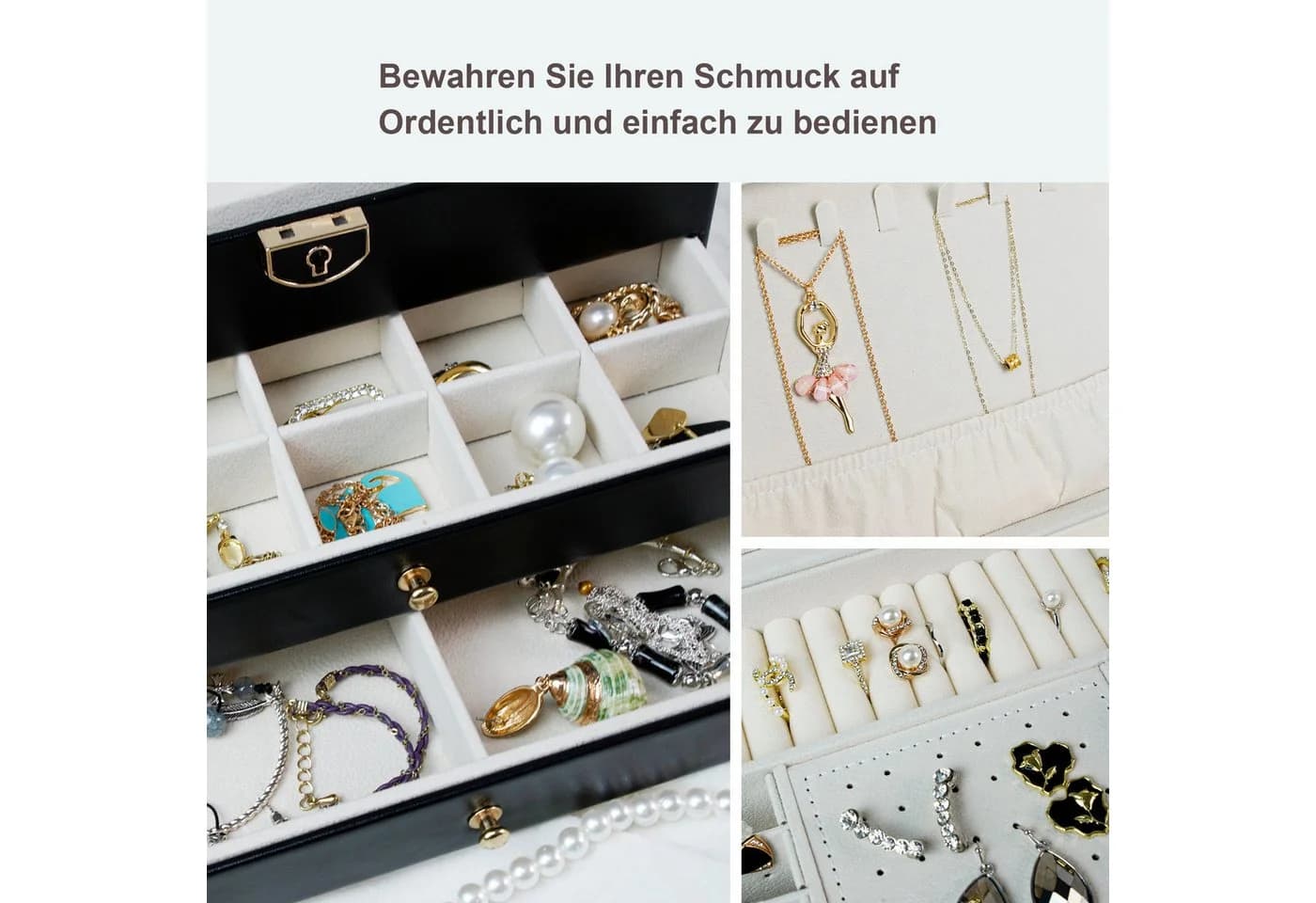 AdelDream Schmuckkasten Dreistöckig Abschließbar - Bild 5