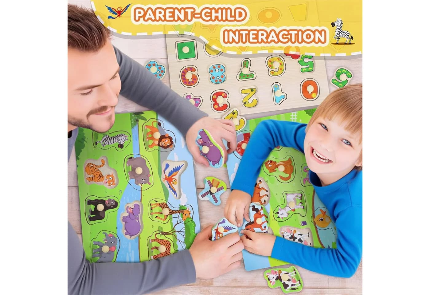 POPOLIC Lernspielzeug 3er-Set Holzpuzzle, Kleinkinder Spielzeug ab 2 3 Jahre - Bild 5