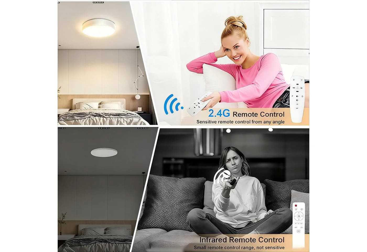 POPOLIC LED Deckenleuchte 24-W Dimmbar Holz 3000K-6000K Weiß