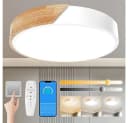 POPOLIC LED Deckenleuchte 24-W Dimmbar Holz 3000K-6000K Weiß Bild 2