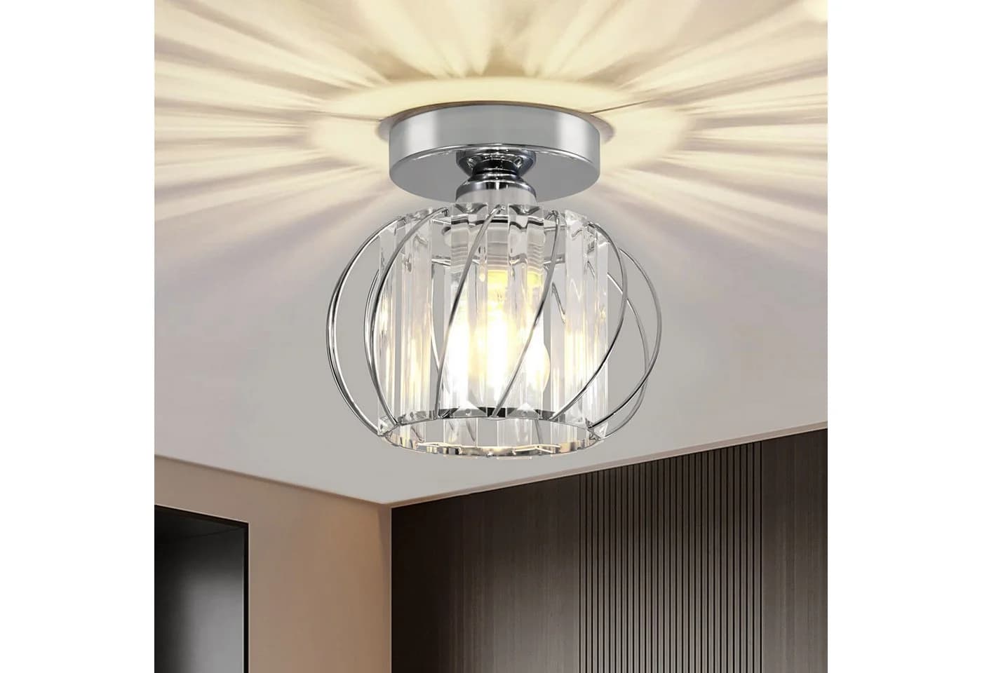 POPOLIC Deckenleuchte Moderne Kristall-Deckenlampe Silber - Bild 2