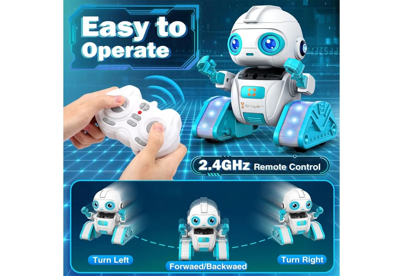 POPOLIC RC-Roboter Kinder Spielzeug Wiederaufladbar mit LED-Augen und Musik