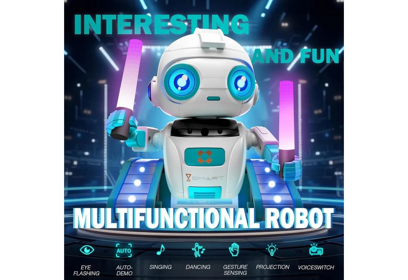 POPOLIC RC-Roboter Kinder Spielzeug Wiederaufladbar mit LED-Augen und Musik - Bild 5